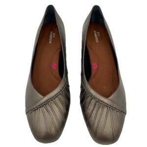 ROS HOMMERSON Womens 10.5 Leather Ballet Flat TATUM Metallic Comfort Shoe PEWTER